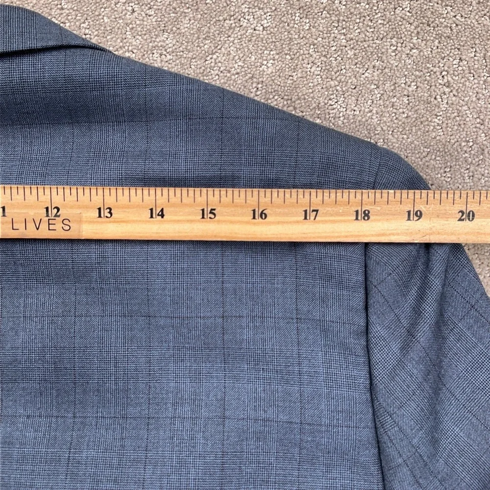 Alberto Cardinali Suit Mens 42S 36W 27L Blue Gray Plaid‎ Slim Fit  Lightweight